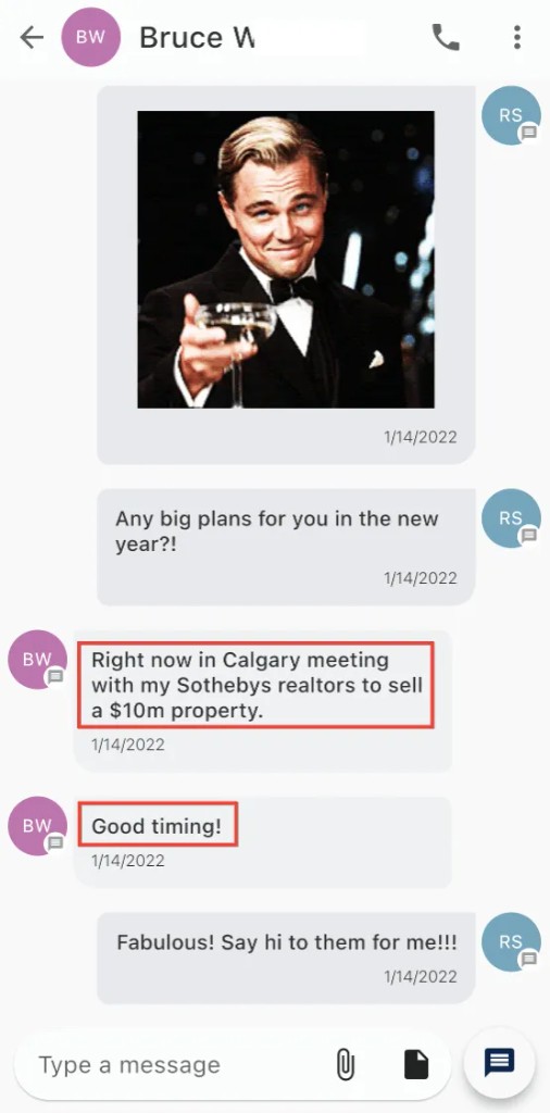 New Year text reveals $10M deal