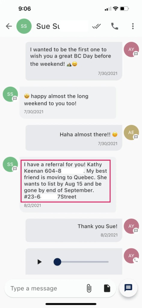 BC Day text leads to referral listing